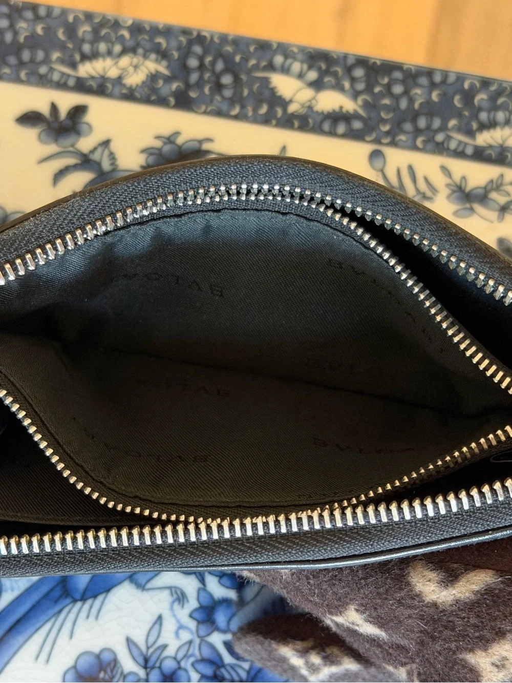 BVLGARI Gray Zip Around Wallet
